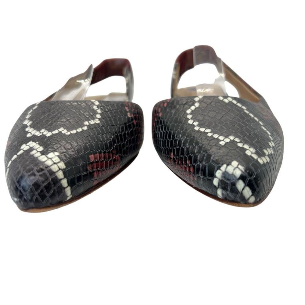 Sz 7m Antonio Melani Sling Back Snakeskin Print all Leather Shoes - Picture 4 of 14